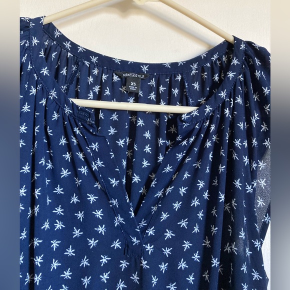 J. Crew Mercantile Navy White Dragonfly Print Side Pocket Midi Dress - Picture 8 of 13